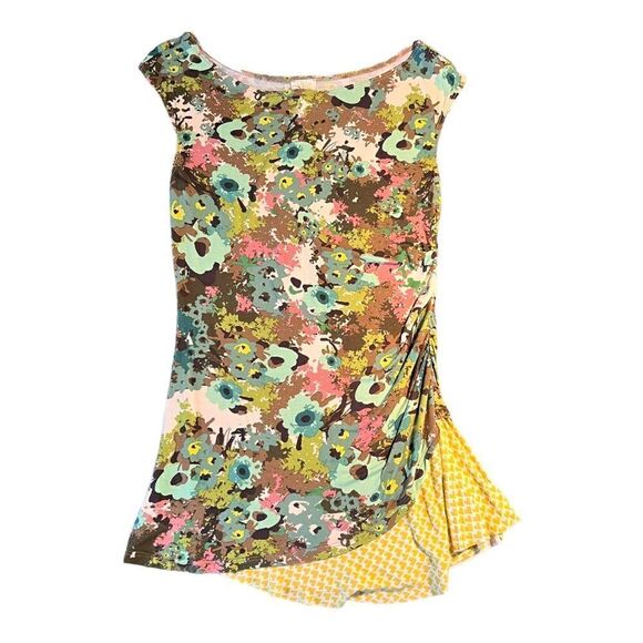 Anthropologie Made in San Francisco green retro floral sleeveless top S - Picture 1 of 7